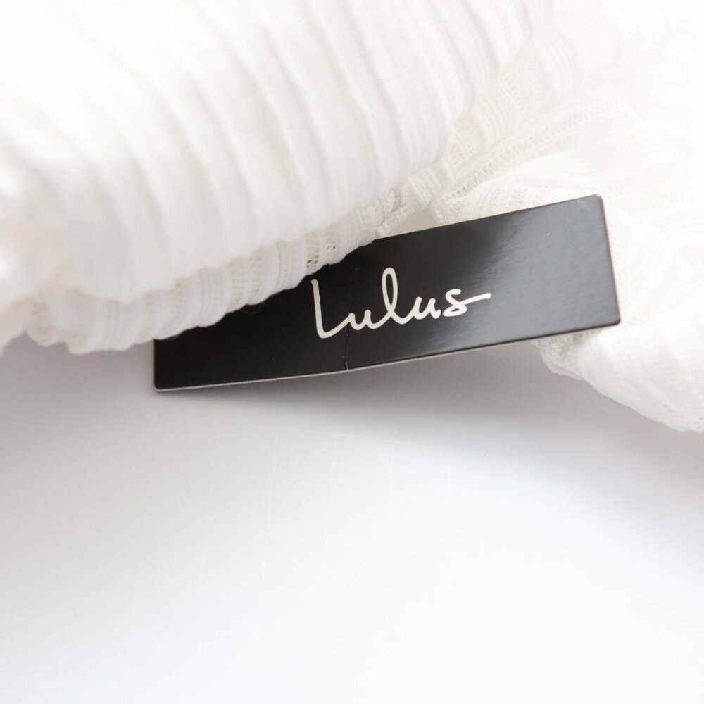 Lulus For Always Dress Tonal Stripe Ruffled Long Sleeve Mini White Small New - Picture 5 of 7